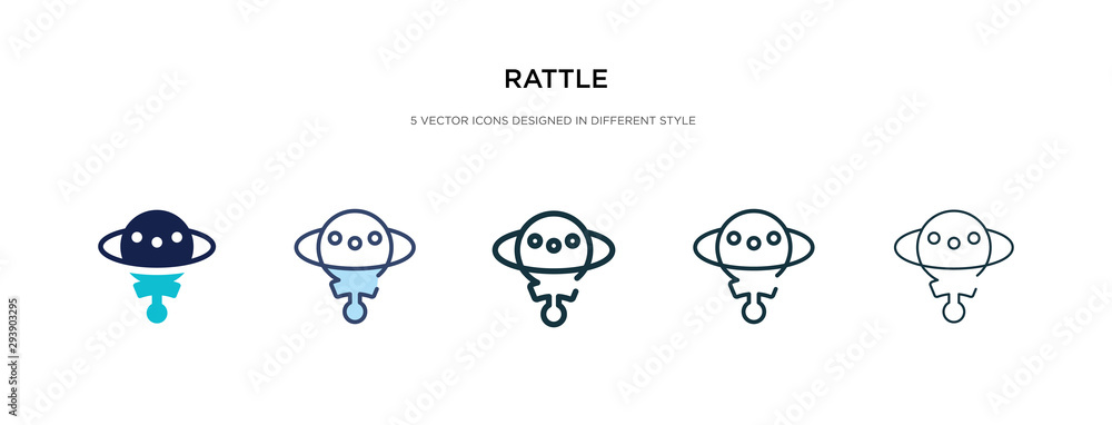 rattle icon in different style vector illustration. two colored and black rattle vector icons designed in filled, outline, line and stroke style can be used for web, mobile, ui