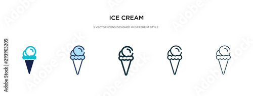 ice cream icon in different style vector illustration. two colored and black ice cream vector icons designed in filled, outline, line and stroke style can be used for web, mobile, ui
