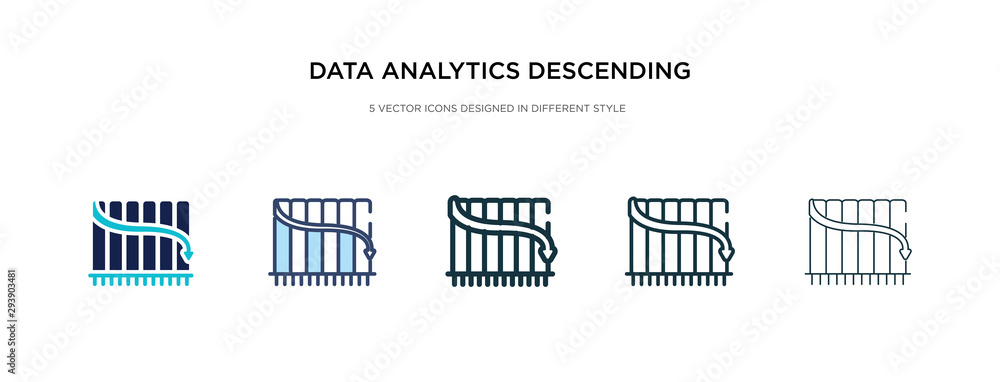 data analytics descending line graphic icon in different style vector illustration. two colored and black data analytics descending line graphic vector icons designed in filled, outline, line and data analytics descending line graphic icon in different style vector illustration. two colored and black data analytics descending line graphic vector icons designed in filled, outline, line and