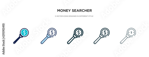 money searcher icon in different style vector illustration. two colored and black money searcher vector icons designed in filled, outline, line and stroke style can be used for web, mobile, ui