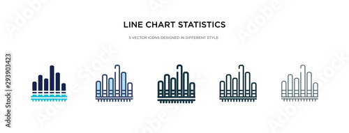 line chart statistics icon in different style vector illustration. two colored and black line chart statistics vector icons designed in filled, outline, line and stroke style can be used for web,