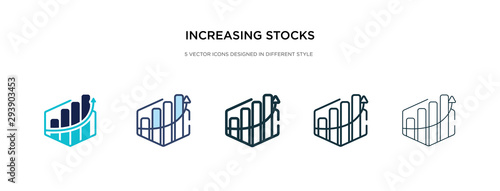 increasing stocks graphic of bars icon in different style vector illustration. two colored and black increasing stocks graphic of bars vector icons designed in filled, outline, line and stroke style