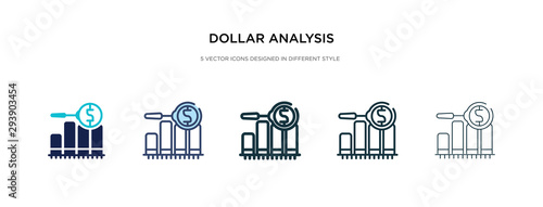 dollar analysis bars chart icon in different style vector illustration. two colored and black dollar analysis bars chart vector icons designed in filled, outline, line and stroke style can be used