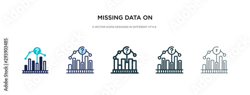 missing data on analytics line graphic icon in different style vector illustration. two colored and black missing data on analytics line graphic vector icons designed in filled, outline, line and