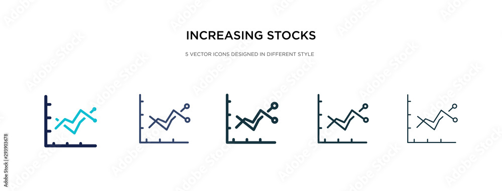 Stock Increcment increasing stocks icon in different style vector illustration. two ...