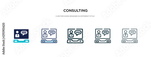 consulting icon in different style vector illustration. two colored and black consulting vector icons designed in filled, outline, line and stroke style can be used for web, mobile, ui