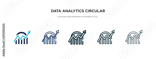 data analytics circular icon in different style vector illustration. two colored and black data analytics circular vector icons designed in filled, outline, line and stroke style can be used for