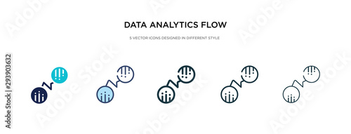 data analytics flow icon in different style vector illustration. two colored and black data analytics flow vector icons designed in filled, outline, line and stroke style can be used for web, photo