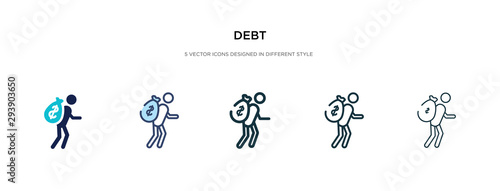 debt icon in different style vector illustration. two colored and black debt vector icons designed in filled, outline, line and stroke style can be used for web, mobile, ui