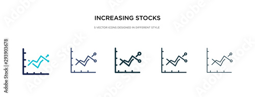 increasing stocks icon in different style vector illustration. two colored and black increasing stocks vector icons designed in filled, outline, line and stroke style can be used for web, mobile, ui