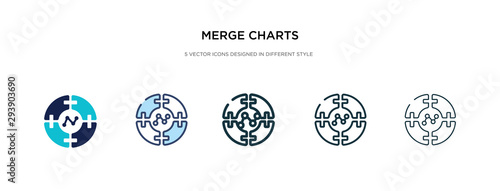 merge charts icon in different style vector illustration. two colored and black merge charts vector icons designed in filled, outline, line and stroke style can be used for web, mobile, ui