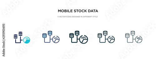 mobile stock data icon in different style vector illustration. two colored and black mobile stock data vector icons designed in filled, outline, line and stroke style can be used for web, mobile, ui