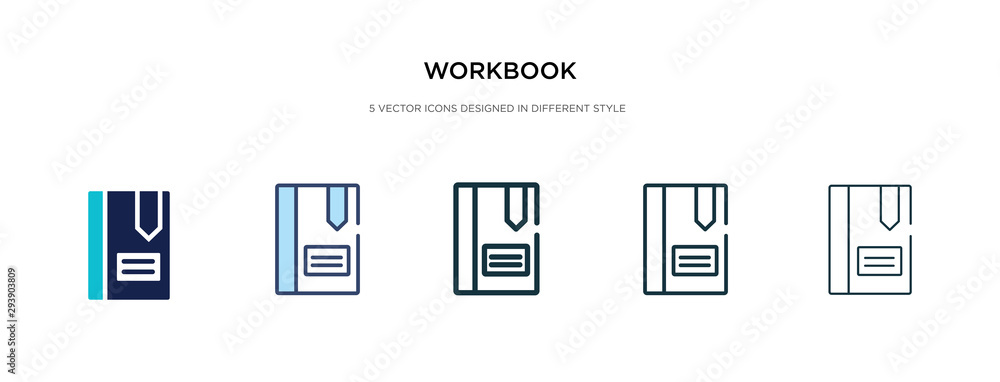 workbook icon in different style vector illustration. two colored and black workbook vector icons designed in filled, outline, line and stroke style can be used for web, mobile, ui workbook icon in different style vector illustration. two colored and black workbook vector icons designed in filled, outline, line and stroke style can be used for web, mobile, ui