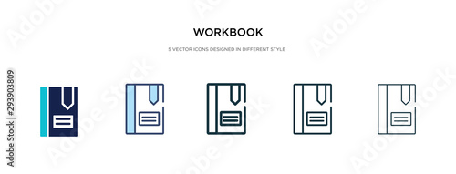 workbook icon in different style vector illustration. two colored and black workbook vector icons designed in filled, outline, line and stroke style can be used for web, mobile, ui