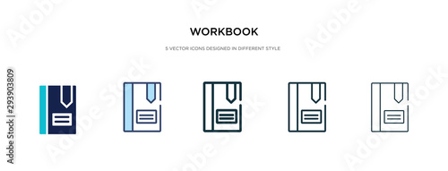 workbook icon in different style vector illustration. two colored and black workbook vector icons designed in filled, outline, line and stroke style can be used for web, mobile, ui photo