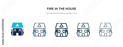 fire in the house icon in different style vector illustration. two colored and black fire in the house vector icons designed filled, outline, line and stroke style can be used for web, mobile, ui