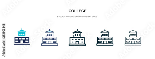 college icon in different style vector illustration. two colored and black college vector icons designed in filled, outline, line and stroke style can be used for web, mobile, ui