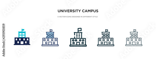 university campus icon in different style vector illustration. two colored and black university campus vector icons designed in filled, outline, line and stroke style can be used for web, mobile, ui