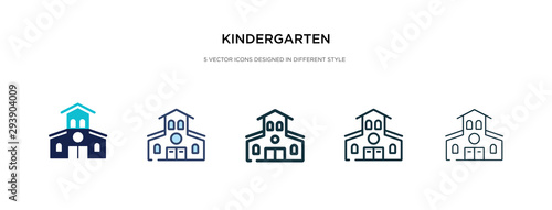 kindergarten icon in different style vector illustration. two colored and black kindergarten vector icons designed in filled, outline, line and stroke style can be used for web, mobile, ui