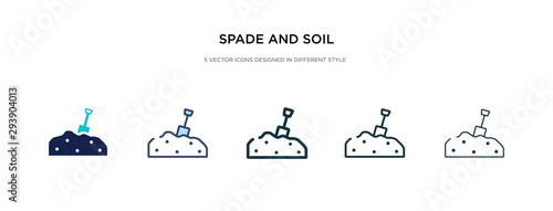spade and soil icon in different style vector illustration. two colored and black spade and soil vector icons designed in filled, outline, line stroke style can be used for web, mobile, ui