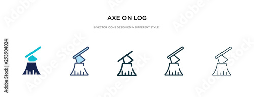 axe on log icon in different style vector illustration. two colored and black axe on log vector icons designed in filled, outline, line and stroke style can be used for web, mobile, ui