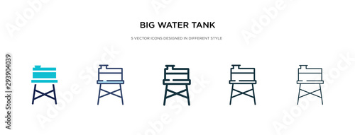 big water tank icon in different style vector illustration. two colored and black big water tank vector icons designed in filled, outline, line and stroke style can be used for web, mobile, ui