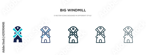 big windmill icon in different style vector illustration. two colored and black big windmill vector icons designed in filled, outline, line and stroke style can be used for web, mobile, ui