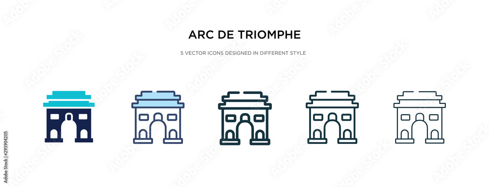 arc de triomphe icon in different style vector illustration. two colored and black arc de triomphe vector icons designed in filled, outline, line and stroke style can be used for web, mobile, ui