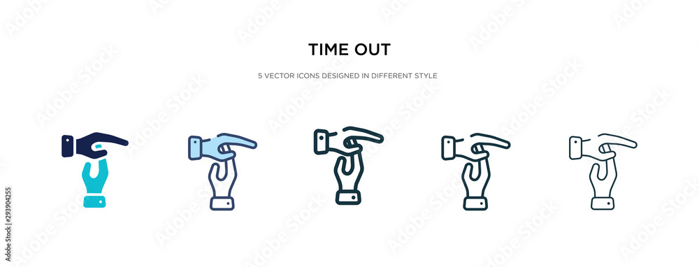 time out icon in different style vector illustration. two colored and black time out vector icons designed in filled, outline, line and stroke style can be used for web, mobile, ui