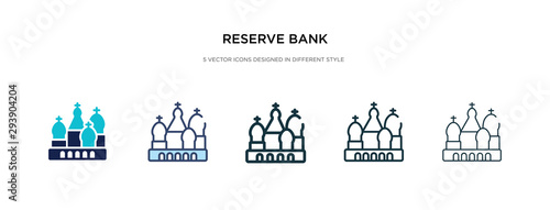 reserve bank icon in different style vector illustration. two colored and black reserve bank vector icons designed in filled, outline, line and stroke style can be used for web, mobile, ui