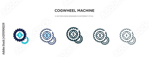 cogwheel machine part icon in different style vector illustration. two colored and black cogwheel machine part vector icons designed in filled, outline, line and stroke style can be used for web,