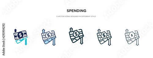 spending icon in different style vector illustration. two colored and black spending vector icons designed in filled, outline, line and stroke style can be used for web, mobile, ui photo