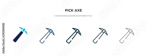 pick axe icon in different style vector illustration. two colored and black pick axe vector icons designed in filled, outline, line and stroke style can be used for web, mobile, ui