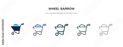 wheel barrow icon in different style vector illustration. two colored and black wheel barrow vector icons designed in filled, outline, line and stroke style can be used for web, mobile, ui