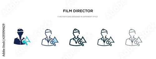film director icon in different style vector illustration. two colored and black film director vector icons designed in filled, outline, line and stroke style can be used for web, mobile, ui
