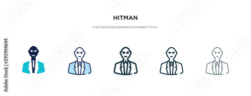 hitman icon in different style vector illustration. two colored and black hitman vector icons designed in filled, outline, line and stroke style can be used for web, mobile, ui