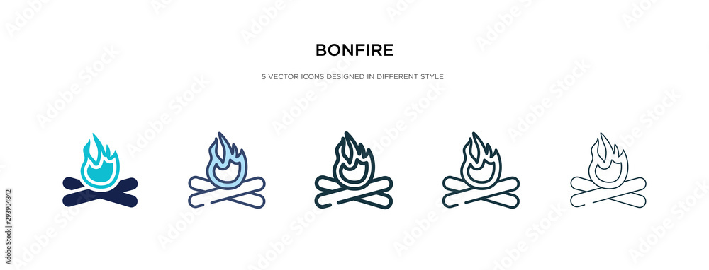 bonfire icon in different style vector illustration. two colored and black bonfire vector icons designed in filled, outline, line and stroke style can be used for web, mobile, ui