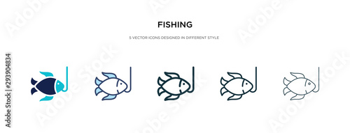 fishing icon in different style vector illustration. two colored and black fishing vector icons designed in filled, outline, line and stroke style can be used for web, mobile, ui