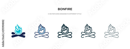 bonfire icon in different style vector illustration. two colored and black bonfire vector icons designed in filled, outline, line and stroke style can be used for web, mobile, ui
