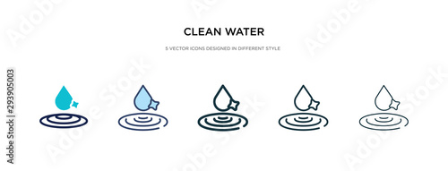 clean water icon in different style vector illustration. two colored and black clean water vector icons designed in filled, outline, line and stroke style can be used for web, mobile, ui