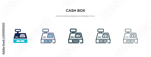 cash box icon in different style vector illustration. two colored and black cash box vector icons designed in filled, outline, line and stroke style can be used for web, mobile, ui