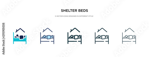 shelter beds icon in different style vector illustration. two colored and black shelter beds vector icons designed in filled, outline, line and stroke style can be used for web, mobile, ui