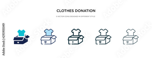 clothes donation icon in different style vector illustration. two colored and black clothes donation vector icons designed in filled, outline, line and stroke style can be used for web, mobile, ui