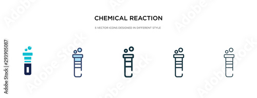 chemical reaction icon in different style vector illustration. two colored and black chemical reaction vector icons designed in filled, outline, line and stroke style can be used for web, mobile, ui