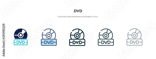 dvd icon in different style vector illustration. two colored and black dvd vector icons designed in filled, outline, line and stroke style can be used for web, mobile, ui photo
