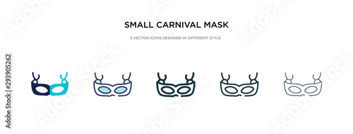 small carnival mask icon in different style vector illustration. two colored and black small carnival mask vector icons designed in filled, outline, line and stroke style can be used for web,