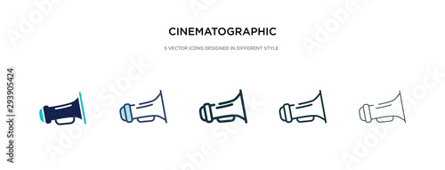 cinematographic announcer icon in different style vector illustration. two colored and black cinematographic announcer vector icons designed in filled, outline, line and stroke style can be used for