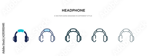 headphone icon in different style vector illustration. two colored and black headphone vector icons designed in filled, outline, line and stroke style can be used for web, mobile, ui
