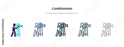 cameraman icon in different style vector illustration. two colored and black cameraman vector icons designed in filled  outline  line and stroke style can be used for web  mobile  ui
