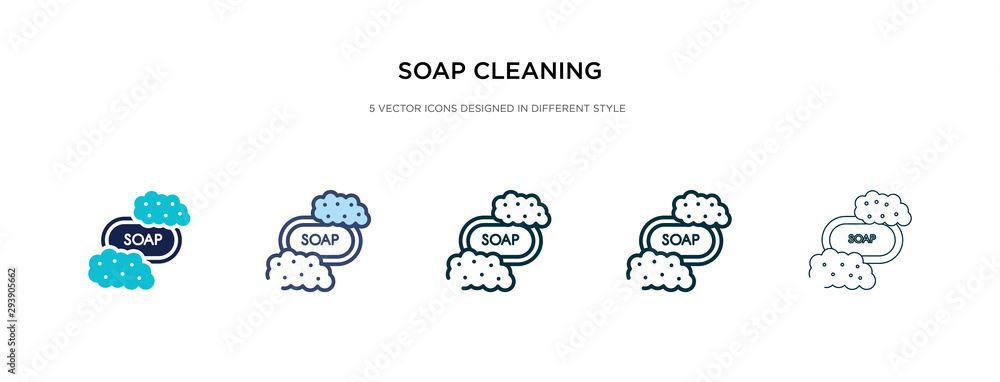 soap cleaning icon in different style vector illustration. two colored and black soap cleaning vector icons designed in filled, outline, line and stroke style can be used for web, mobile, ui soap cleaning icon in different style vector illustration. two colored and black soap cleaning vector icons designed in filled, outline, line and stroke style can be used for web, mobile, ui